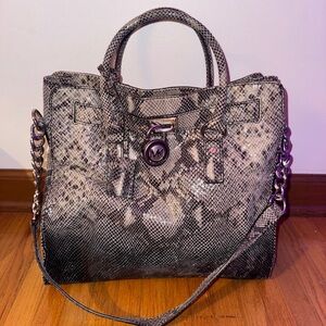Michael Kors Gray Snake Print Satchel